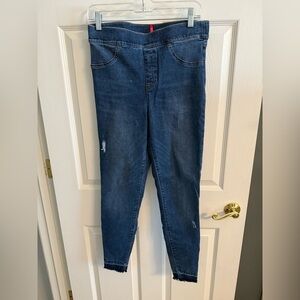 SPANX Dark Blue Distressed Jeggings